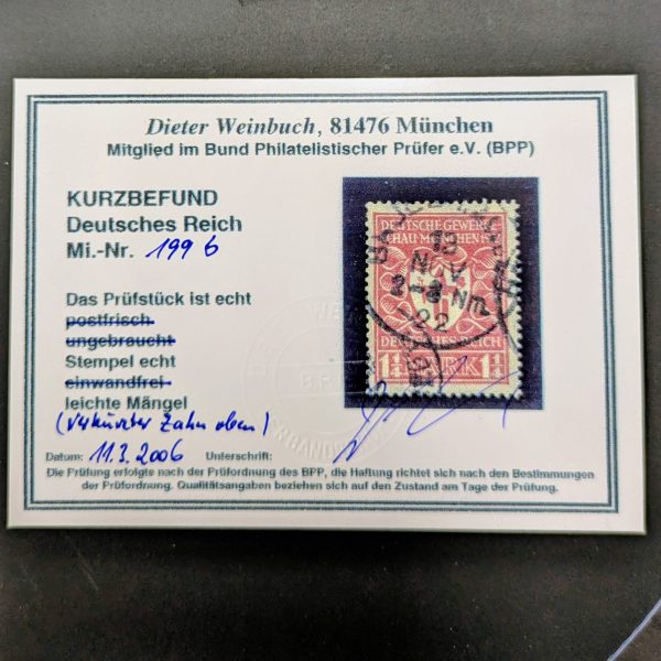 Gestempelte Inflationsmarke 1922 – Michel Nr. 199, b-Farbe, Motiv Gewerbeausstellung – Weimarer Republik – Bild 2