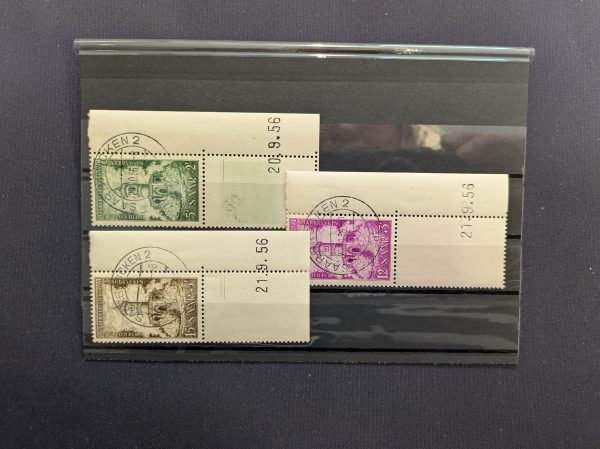 Saarland, Mi.-Nrn.373-75, gestempelt, je Eckrand unten rechts mit Druckdatum
