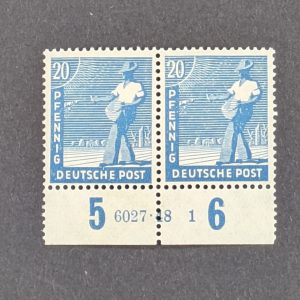 Mi.-Nr.950, postfrisches Unterrandpaar mit Hausauftragsnummer