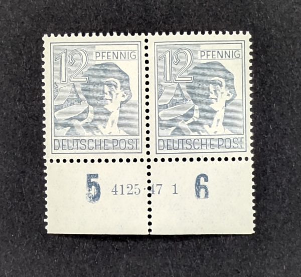 Mi.-Nr.947, postfrisches Unterrandpaar mit Hausauftragsnummer