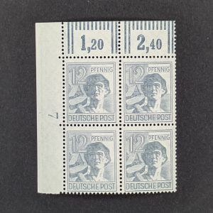 Mi.-Nr.947 DZ, postfrischer Viererblock mit Druckereizeichen