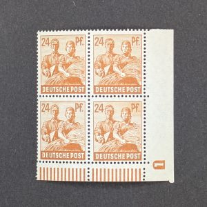Mi.-Nr.951 DZ, postfrischer Eckrandviererblock mit Druckereizeichen