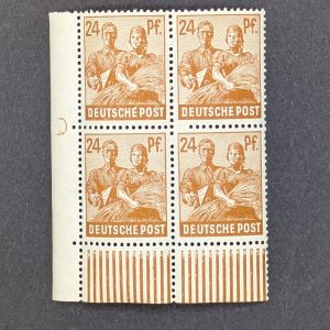 Mi.-Nr.951 DZ, postfrischer Eckrandviererblock mit Druckereizeichen