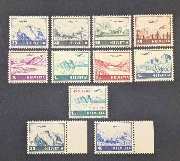 Schweiz, Flugpostausgaben, Mi.-Nr. 387- 394, 395 sowie 506 und 507, postfrisch