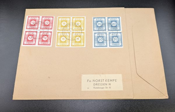 Ostsachsen, Viererblocksatz Loschwitz Mi.-Nr.42G-50G auf Kempe-R-Brief – Bild 2