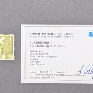 All.Kontrollrat, Mi.-Nr.959aa, postfrisch, farbbestimmt und geprüft