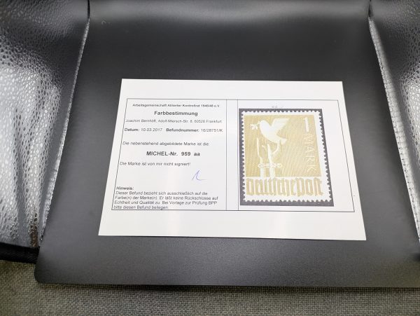 All.Kontrollrat, Mi.-Nr.959aa, postfrisch, farbbestimmt und geprüft – Bild 2