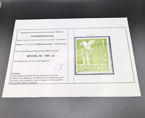 All.Kontrollrat, Mi.-Nr.959aa, gestempelt, farbbestimmt und geprüft