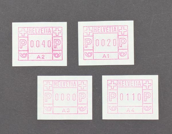 Schweiz, Automatenmarken, Mi.-Nr.1 (vier Stück), postfrisch
