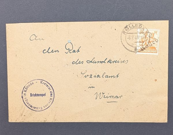 Mi.-Nr.174 IV als EF auf Bedarfsbrief auf mehrfach verwendetem Couvert, innen eine Mi.-Nr.174 I, leider diese mit Mängeln, Beleg sign.