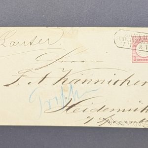 Nachverwendeter sächsischer Bahnpoststempel auf DR Ganzsache U5 A