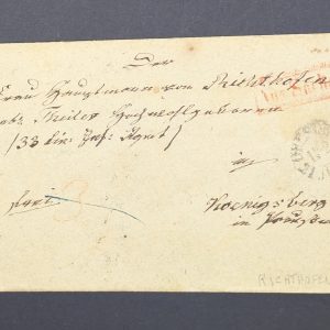 Markenloser Brief aus 1791, von Dresden nach Königsberg, mit rotem R1 "Aus Sachsen"