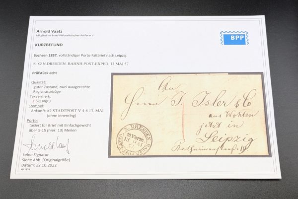 Vollständiger Porto-Faltbrief von Dresden nach Leipzig – Bild 3