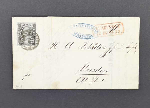 Mi.-Nr.8 I auf Forwarder Stadtpostbrief von Dresden, aus 1864