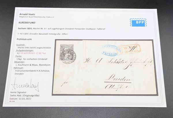 Mi.-Nr.8 I auf Forwarder Stadtpostbrief von Dresden, aus 1864 – Bild 3
