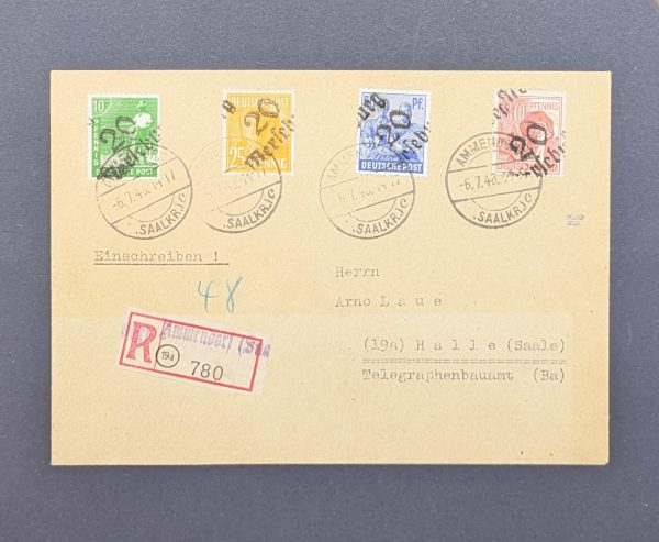 Mi.-Nr.169 IV, 175 IV, 176 IV und 178 IV als MiF auf R-Brief, sign., leicht überfrankiert