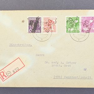 Mi.-Nr.167 IV,169 IV, 176 IV und 177 IV ail MiF auf R-Brief, sign.
