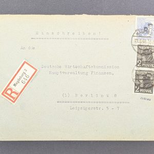 Mi.-Nr.166 IV, senkrechtes Paar + 180 IV auf R-Brief, geprüft