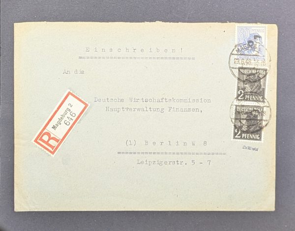 Mi.-Nr.166 IV, senkrechtes Paar + 180 IV auf R-Brief, geprüft