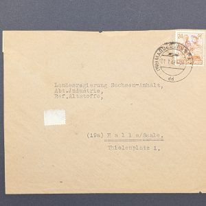 Mi.-Nr.174 IV, als EF auf Brief, Aufdruck violett, gepr.