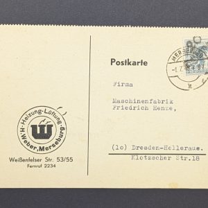 Mi.-Nr.170 IV, als EF auf Karte