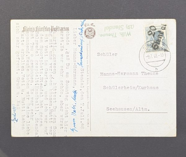 Mi.-Nr.170 IV als EF auf Bedarfskarte