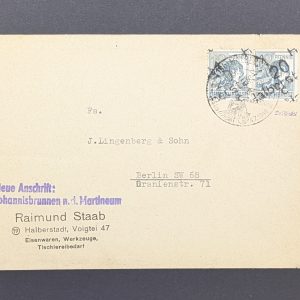 Mi.-Nr.170 IV, waagerechtes Paar auf Bedarfsbrief, sign.