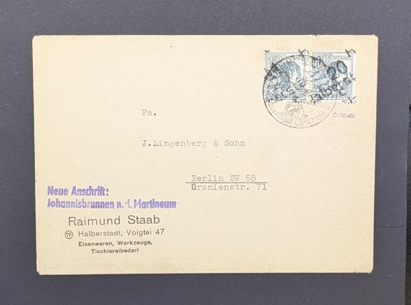 Mi.-Nr.170 IV, waagerechtes Paar auf Bedarfsbrief, sign.