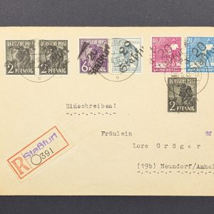 Mi.-Nr.166 IV (3), 167 IV,170 IV, 173 IV und 177 IV als MiF auf Bedarfsbrief, sign.