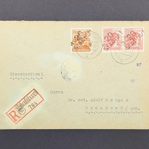 Mi.-Nr.174 IV und 176 IV (2), auf R-Brief, sign.