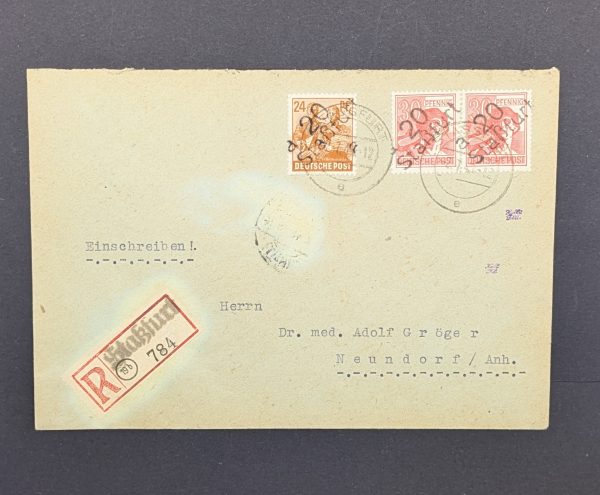 Mi.-Nr.174 IV und 176 IV (2), auf R-Brief, sign.
