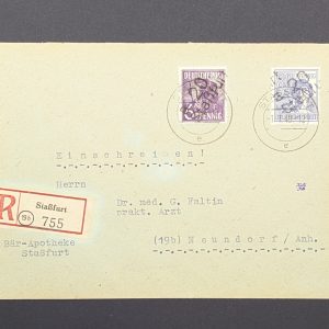 Mi.-Nr.167 IV und 180 IV als MiF auf leicht überfrankiertem R-Brief, sign.