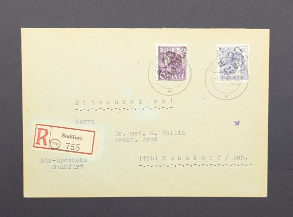 Mi.-Nr.167 IV und 180 IV als MiF auf leicht überfrankiertem R-Brief, sign.