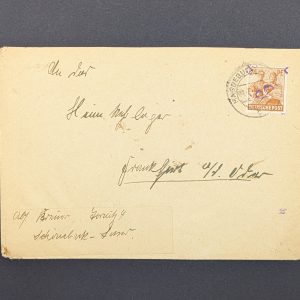 Mi.-Nr.174 IV mit violettem Aufdruck, als EF auf Brief, sign.