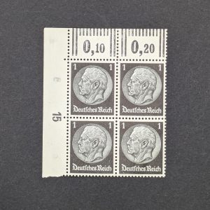 Mi.-Nr.512, postfrischer Eckrandviererblock, oben links, mit DKZ