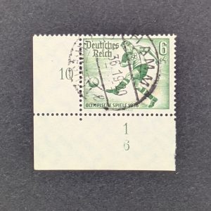 Mi.-Nr.611, gestempeltes Eckrandstück, unten links