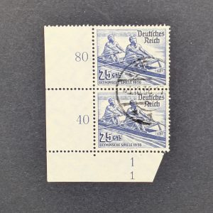 Mi.-Nr.615, gestempeltes Waagerechtes Eckrandpaar, unten links