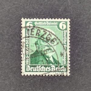 Mi.-Nr.604III,(Daimler mit Kurbel am Ohr), gestempelt, rückseitig rechts oben etwas dünn