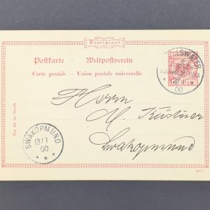 Ganzsache P 2, gebraucht von Jakalswater"12.01.00" nach Swakopmund, ohne Text