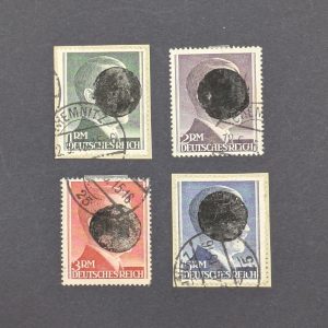 sächsische Schwärzungen, Mi.-Nr.AP799-AP802, je gestempelt, bzw.Briefstück