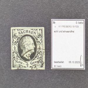 Mi.-Nr.3b, entwertet mit K1 "Freiberg", gepr.